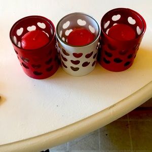 Heart cut out votives with candles